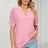 Casual V-neck solid color hollow bubble sleeve loose T-shirt top for women - V.I.P Digital Presence