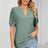 Casual V-neck solid color hollow bubble sleeve loose T-shirt top for women - V.I.P Digital Presence