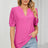 Casual V-neck solid color hollow bubble sleeve loose T-shirt top for women - V.I.P Digital Presence