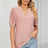 Casual V-neck solid color hollow bubble sleeve loose T-shirt top for women - V.I.P Digital Presence