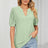 Casual V-neck solid color hollow bubble sleeve loose T-shirt top for women - V.I.P Digital Presence