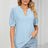 Casual V-neck solid color hollow bubble sleeve loose T-shirt top for women - V.I.P Digital Presence