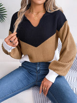 Color Block Dropped Shoulder Sweater - V.I.P Digital Presence