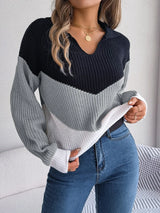 Color Block Dropped Shoulder Sweater - V.I.P Digital Presence
