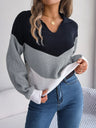Color Block Dropped Shoulder Sweater - V.I.P Digital Presence