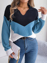Color Block Dropped Shoulder Sweater - V.I.P Digital Presence