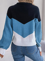 Color Block Dropped Shoulder Sweater - V.I.P Digital Presence