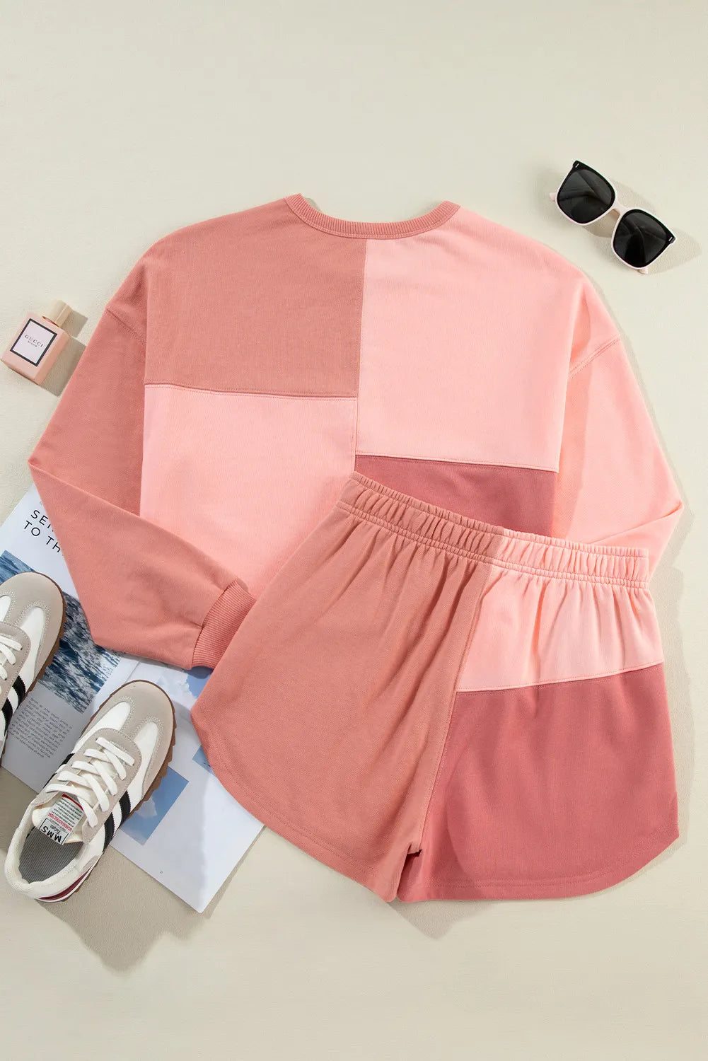 Color Block Round Neck Top and Shorts Set - V.I.P Digital Presence