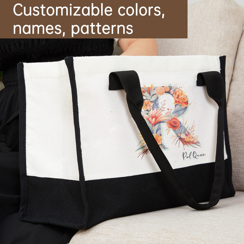 Colorblock handbag custom made to order 380g linen cotton - V.I.P Digital Presence