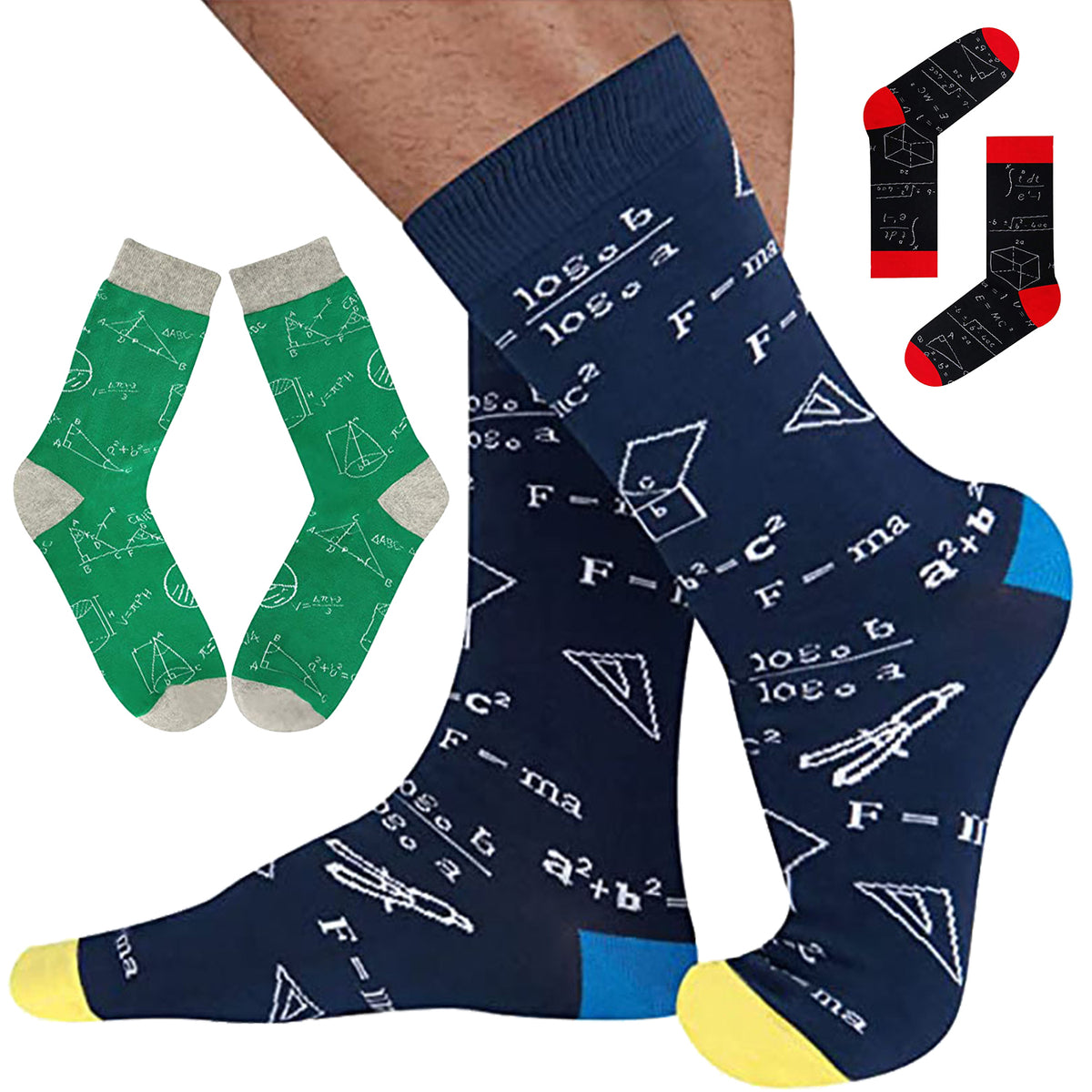 Colorful Mathematical Formula Problem Solving Printed Men's Socks Cotton Socks - V.I.P Digital Presence