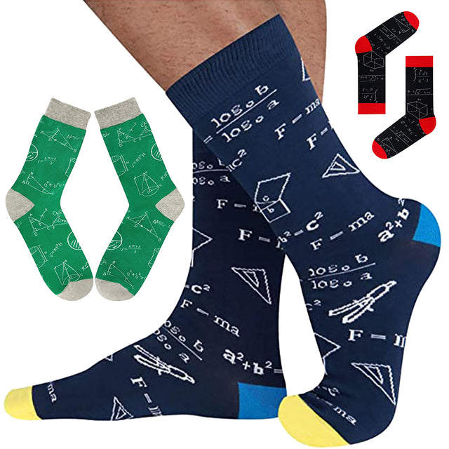 Colorful Mathematical Formula Problem Solving Printed Men's Socks Cotton Socks - V.I.P Digital Presence