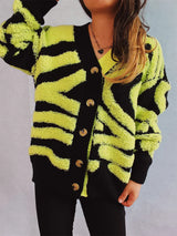 Contrast Button Up Long Sleeve Cardigan - V.I.P Digital Presence