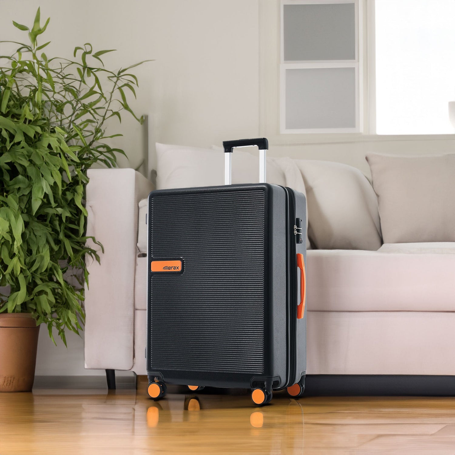 Contrast Color Hardshell Luggage 24inch Expandable Spinner Suitcase with TSA Lock Lightweight Black + ABS - V.I.P Digital Presence