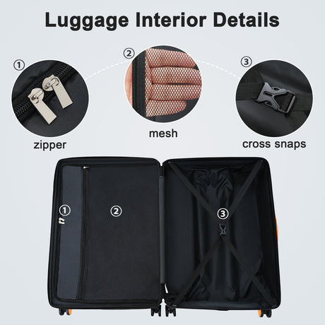 Contrast Color Hardshell Luggage 24inch Expandable Spinner Suitcase with TSA Lock Lightweight Black + ABS - V.I.P Digital Presence