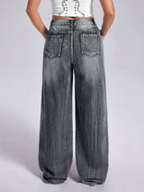 Cross Wide Leg Jeans with Pockets - V.I.P Digital Presence
