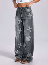 Cross Wide Leg Jeans with Pockets - V.I.P Digital Presence
