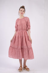 Floral Tiered Elegance Midi Dress.