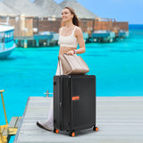 Contrast Color Hardshell Luggage 24inch Expandable Spinner Suitcase with TSA Lock Lightweight Black + ABS