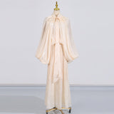 Fashionable niche design bat sleeve lace up pleated dress for women - V.I.P Digital Presence