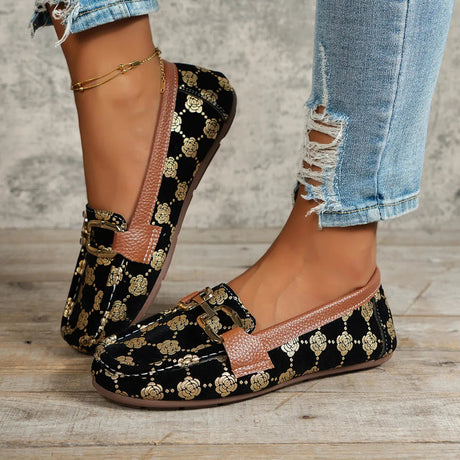 Floral PU Leather Flat Loafers - V.I.P Digital Presence