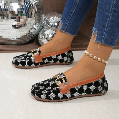 Floral PU Leather Flat Loafers - V.I.P Digital Presence