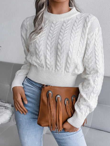 Fried Dough Twists waist closing knitting navel revealing sweater - V.I.P Digital Presence