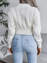 Fried Dough Twists waist closing knitting navel revealing sweater - V.I.P Digital Presence
