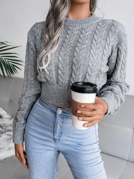 Fried Dough Twists waist closing knitting navel revealing sweater - V.I.P Digital Presence