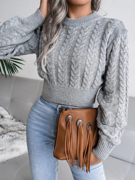 Fried Dough Twists waist closing knitting navel revealing sweater - V.I.P Digital Presence