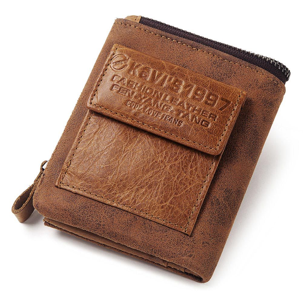 Genuine Cowhide Men's Short Wallet Fashion Casual Zipper Wallet Open Multifunctional Coin Purse - V.I.P Digital Presence
