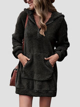 Half Zip Dropped Shoulder Oversized Hoodie - V.I.P Digital Presence