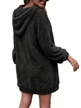 Half Zip Dropped Shoulder Oversized Hoodie - V.I.P Digital Presence