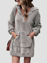 Half Zip Dropped Shoulder Oversized Hoodie - V.I.P Digital Presence