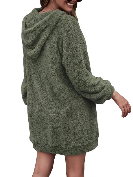 Half Zip Dropped Shoulder Oversized Hoodie - V.I.P Digital Presence