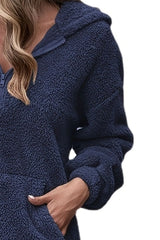 Half Zip Dropped Shoulder Oversized Hoodie - V.I.P Digital Presence