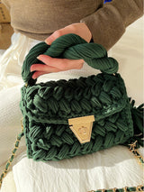 Hand woven bag crochet bag shoulder bag women's Fried Dough Twists portable tassel bag - V.I.P Digital Presence
