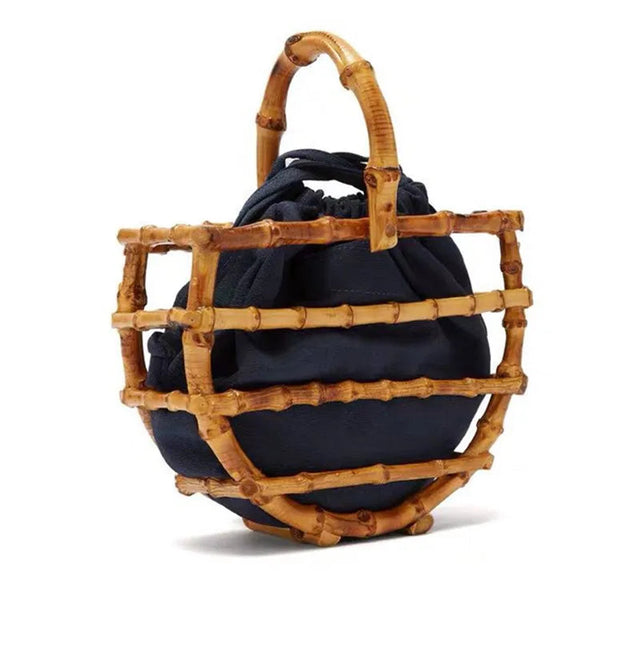 Handmade tassel bamboo knot bag water bucket bag semi-circular bamboo basket handbag for women - V.I.P Digital Presence