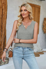 Heathered Notched Wide Strap Tank - V.I.P Digital Presence