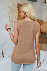 Heathered Notched Wide Strap Tank - V.I.P Digital Presence