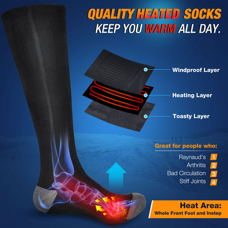 Hot socks with 3-speed electric heating, USB for men and women's foot warmers, winter electric heating and warm socks - V.I.P Digital Presence