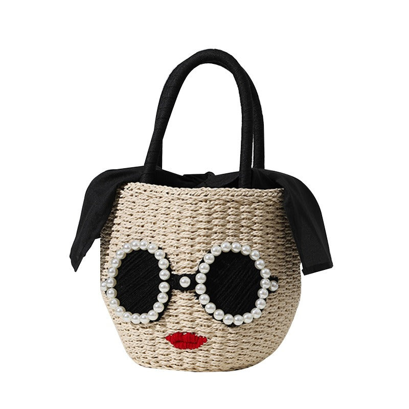 Japanese fashion rattan woven handbag, cute cartoon Japanese style water bucket woven bag - V.I.P Digital Presence