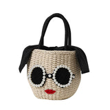 Japanese fashion rattan woven handbag, cute cartoon Japanese style water bucket woven bag - V.I.P Digital Presence