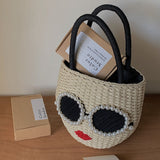 Japanese fashion rattan woven handbag, cute cartoon Japanese style water bucket woven bag - V.I.P Digital Presence