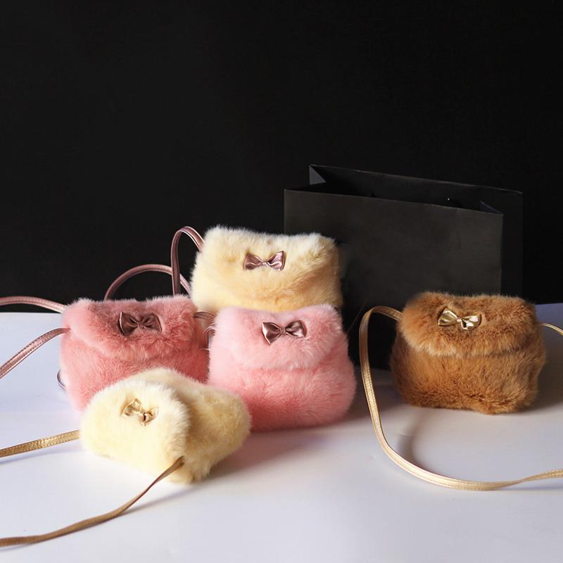 Kids Mini Cross body Bag  Bowknot Imitation Fur Shoulder Messenger Bag - V.I.P Digital Presence