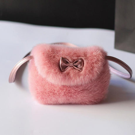 Kids Mini Cross body Bag  Bowknot Imitation Fur Shoulder Messenger Bag - V.I.P Digital Presence