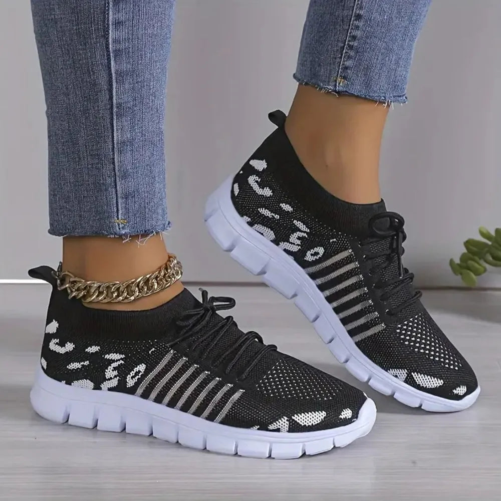 Leopard Round Toe Lace Up Athletic - V.I.P Digital Presence