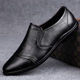 Men's bean shoes, genuine leather, fashionable, trendy, casual, youth flat bottom, low top lazy shoes - V.I.P Digital Presence