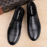 Men's bean shoes, genuine leather, fashionable, trendy, casual, youth flat bottom, low top lazy shoes - V.I.P Digital Presence