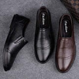 Men's bean shoes, genuine leather, fashionable, trendy, casual, youth flat bottom, low top lazy shoes - V.I.P Digital Presence