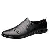 Men's bean shoes, genuine leather, fashionable, trendy, casual, youth flat bottom, low top lazy shoes - V.I.P Digital Presence
